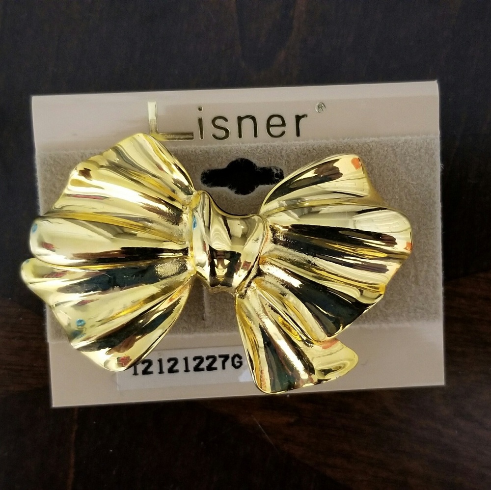 NWT Golden Bow Brooch Pin retro